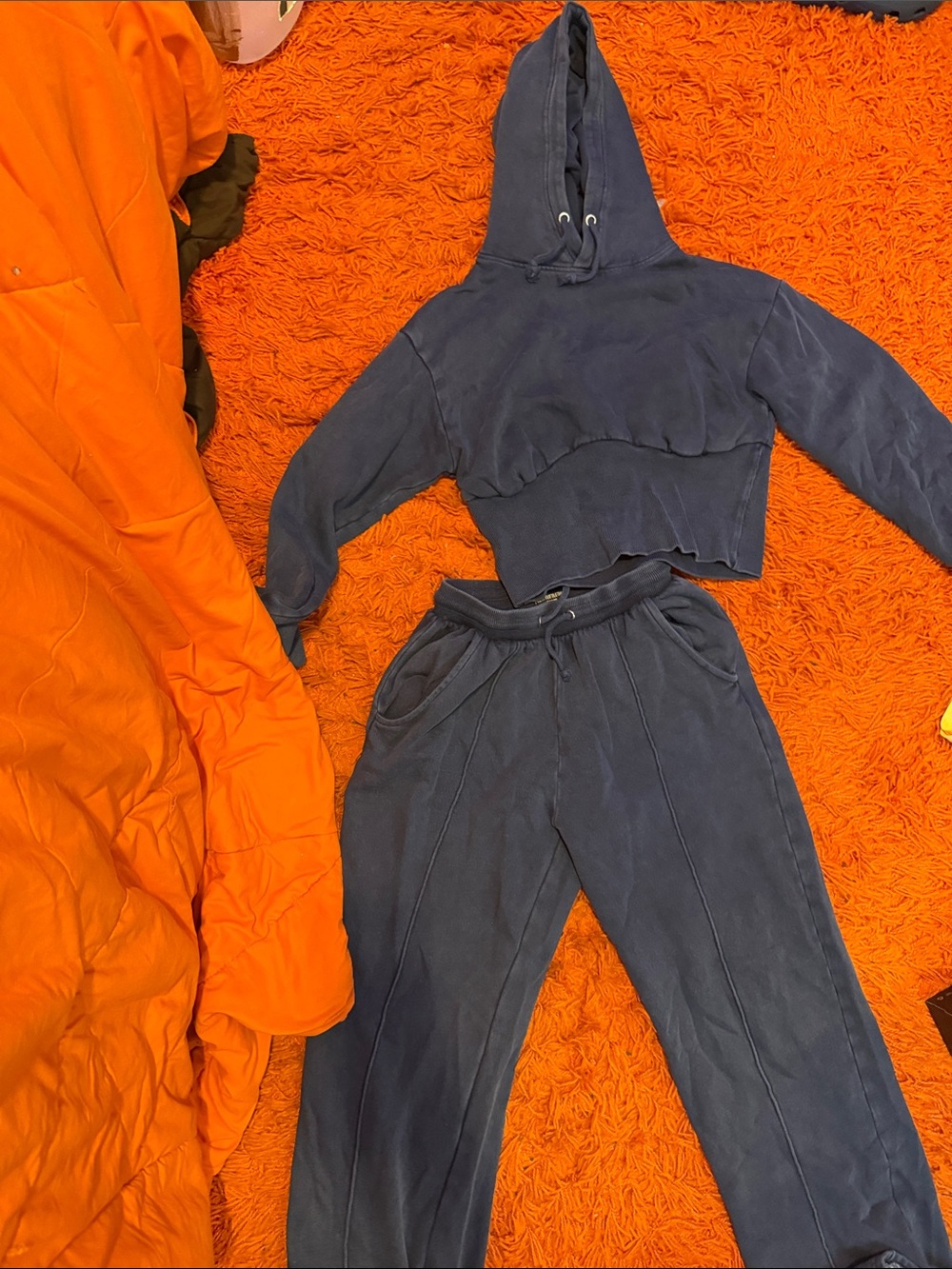 Cropped Navy Hoodie & Matching Joggers Set